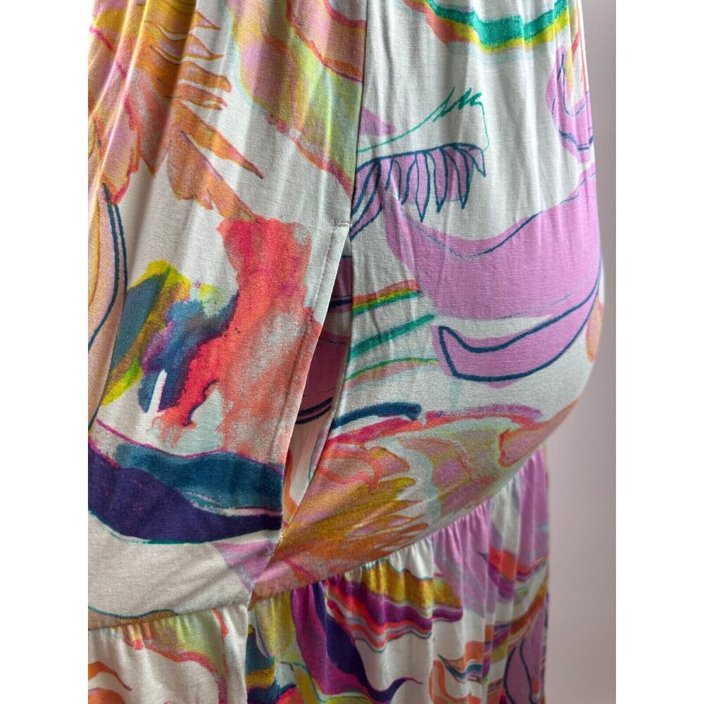Soma Wknd Soft Jersey Trapeze Maxi Bra Dress Tiered in Fresh Tropical Medium - Picture 8 of 16